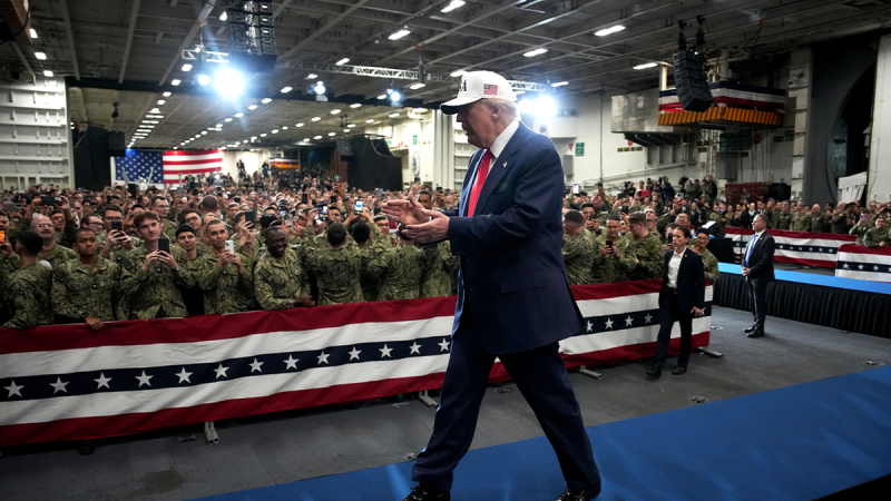 President Donald Trump spoke to U.S. service members aboard the nuclear-powered aircraft carrier George Washington in Yokosuka, Japan, Tuesday morning to promote his administration’s ‘peace through strength’ military messaging on the world stage. 
‘A year and a half ago, we had a different country than we do right now,’ Trump told the military members. ‘Now we’re the most respected country in the world, we’re the hottest country anywhere in the world. And it hasn’t taken too long. But, I had no doubt. I just didn’t know we were going to do it this fast. We’ve done it fast because of people like you.’ 
Trump is in the midst of a whirlwind tour through Asia, including beginning his trip in Malaysia, before heading to Japan and later holding a planned meeting with Chinese President Xi Jinping during his final stop in South Korea Thursday. The president also oversaw the signing of a peace agreement between Cambodia and Thailand Sunday. 
Trump’s tour this week focuses on trade and regional security, and comes as China asserts greater control in the South China Sea and North Korea increases its weapons testing. 
Trump was joined by Japan’s newly elected Prime Minister Sanae Takaichi aboard the U.S. aircraft carrier Tuesday, as well as by U.S. military leaders such as Secretary of War Pete Hegseth. Trump celebrated in his remarks that the U.S. military is once again respected after bucking ‘political correctness’ out of an effort to better defend the U.S.
‘When it comes to defending the United States, we’re no longer politically correct,’ Trump said. ‘We’re going to defend our country any way we have to. And that’s usually not the politically, politically correct way. From now on, if we’re in a war, we’re going to win the war. We’re going to win it like nobody ever before.’ 
The service members were heard chanting ‘Trump, Trump, Trump’ when the president first took the stage. 
Trump thanked the military for their service and added that he’s supporting a pay increase for every U.S. service member in the armed forces. 
‘I’m also supporting an across-the-board pay raise for every sailor and service member in the United States armed forces,’ Trump told the crowd, which earned widespread applause. ‘Now, if you don’t want it, you want to give back to your country. Just let us know. We won’t give it to you. Is there anybody in that category?’ he joked before adding that Democrat lawmakers would approve the plan. 
‘But now all we really have to do is get the Democrats to approve it. But they’ll come along. They always do. You know, they always do that,’ he continued. 
The government is currently in the midst of a shutdown that has lasted since Oct. 1, when Senate lawmakers failed to reach a funding agreement. 
Takaichi, Japan’s first female prime minister, also addressed U.S. troops to thank them, as well as the Japanese military, for their dedication to protecting the region. 
‘I am truly honored to have this opportunity to deliver remarks with President Trump aboard the aircraft carrier USS George Washington, a symbol of protecting freedom and peace in this region,’ the Japanese leader said, according to a translator at the event. 
‘First and foremost, I would like to express my deep respect and sincere gratitude to all the men and women in uniform. From Japan’s Self-Defense Forces and the U.S. forces, Japan, for your dedication and commitment to safeguard peace and security of our nation and the region, day and night,’ she continued. 
Trump lauded the Japanese prime minister as a ‘winner’ in his remarks, while celebrating the U.S.’s relationship with Japan following World War II. 
‘This woman is a winner. So, you know, we’ve become very close friends all of a sudden because their stock market today and our stock market today hit an all-time high. That means we’re doing something right,’ he said. 
Trump and Takaichi signed a rare earths framework agreement on Tuesday as the U.S. looks to back away from its reliance on China for critical minerals for items such as cell phones. 
‘The cherished alliance between the United States and Japan is one of the most remarkable relationships in the entire world,’ Trump continued. ‘Really, there’s never been anything like it. Born out of the ashes of a terrible war, our bond has grown over eight decades into the beautiful friendship that we have. It’s a foundation of peace and security in the Pacific.’ 
Trump also announced that the first batch of missiles for Japan’s Self-Defense Forces will be delivered to the country later this week as Takaichi underscored that Japan is ‘committed to fundamentally reinforcing its defense capability’ and ‘ready to contribute even more proactively to peace and stability in the region.’
‘It’s the first batch of missiles to be delivered to the Japanese Self-Defense forces for Japan’s F-35s. And they’re coming this week, so they’re ahead of schedule,’ Trump said. 
The president concluded his speech by highlighting that the U.S. went ‘through four bad years, but now America will always be first,’ citing the U.S. military’s strength. 
‘Every sailor here today inherits a legacy of valor and grit and glory unmatched in the long history of mankind’s voyage on the seas,’ he said. ‘It’s a voyage like nobody’s ever had, like you have. For two and a half centuries, America’s Navy has preserved the vision of our first commander in chief who gave this ship its storied name, its righteous soul and its timeless motto, ‘first in war, first in peace.’ Very famous phrase, George Washington. After 250 years, that is exactly what our country is today. It’s first in war, first in peace, first in wealth, first in power, first in science, first in spirit and first in freedom.’
<i>Fox News Digital’s Amanda Macias contributed to this report. </i>
This post appeared first on FOX NEWS
